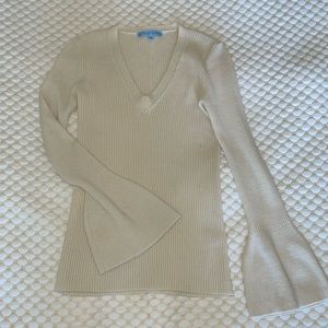 Beige V-neck Sweater
